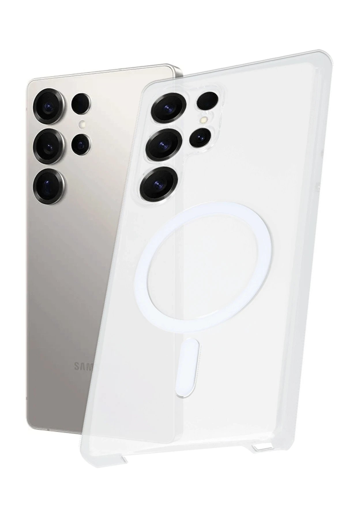 Newface Samsung Galaxy S24 Ultra Kılıf PC Zara Magsafe Şeffaf Kılıf - Şeffaf