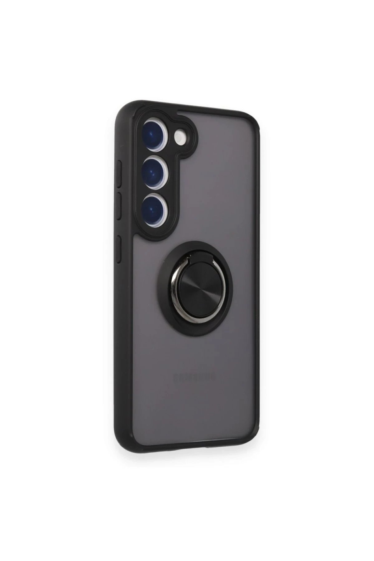 Newface Samsung Galaxy M15 Kılıf Montreal Yüzüklü Silikon Kapak - Siyah