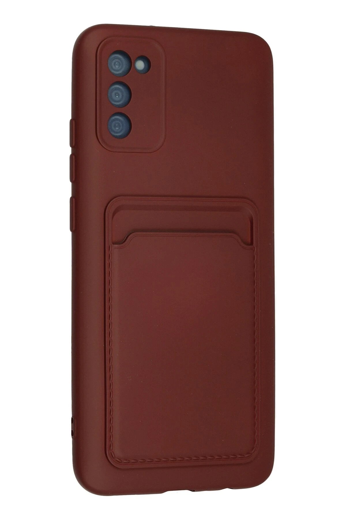 Newface Samsung Galaxy A02S Kılıf Kelvin Kartvizitli Silikon - Bordo