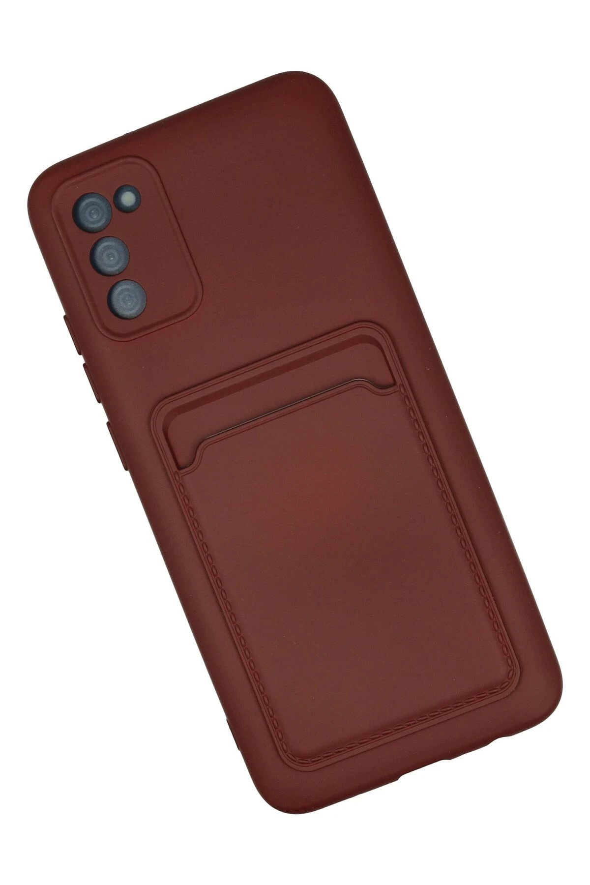 Newface Samsung Galaxy A02S Kılıf Kelvin Kartvizitli Silikon - Bordo