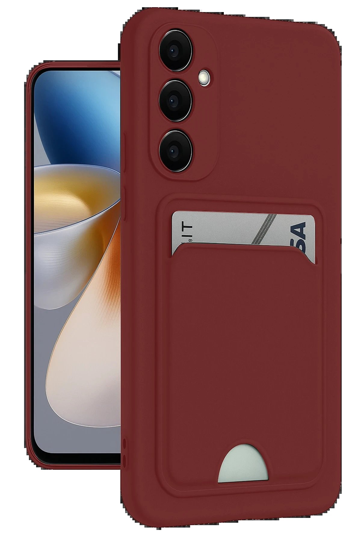 Newface Samsung Galaxy M15 Kelvin Kartvizitli Silikon - Bordo