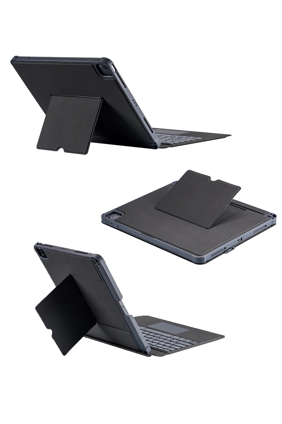 Newface T5509D iPad Pro 12.9 (2022) Kılıf Palermo Ledli Klavyeli Standlı Tablet Kılıfı - Siyah