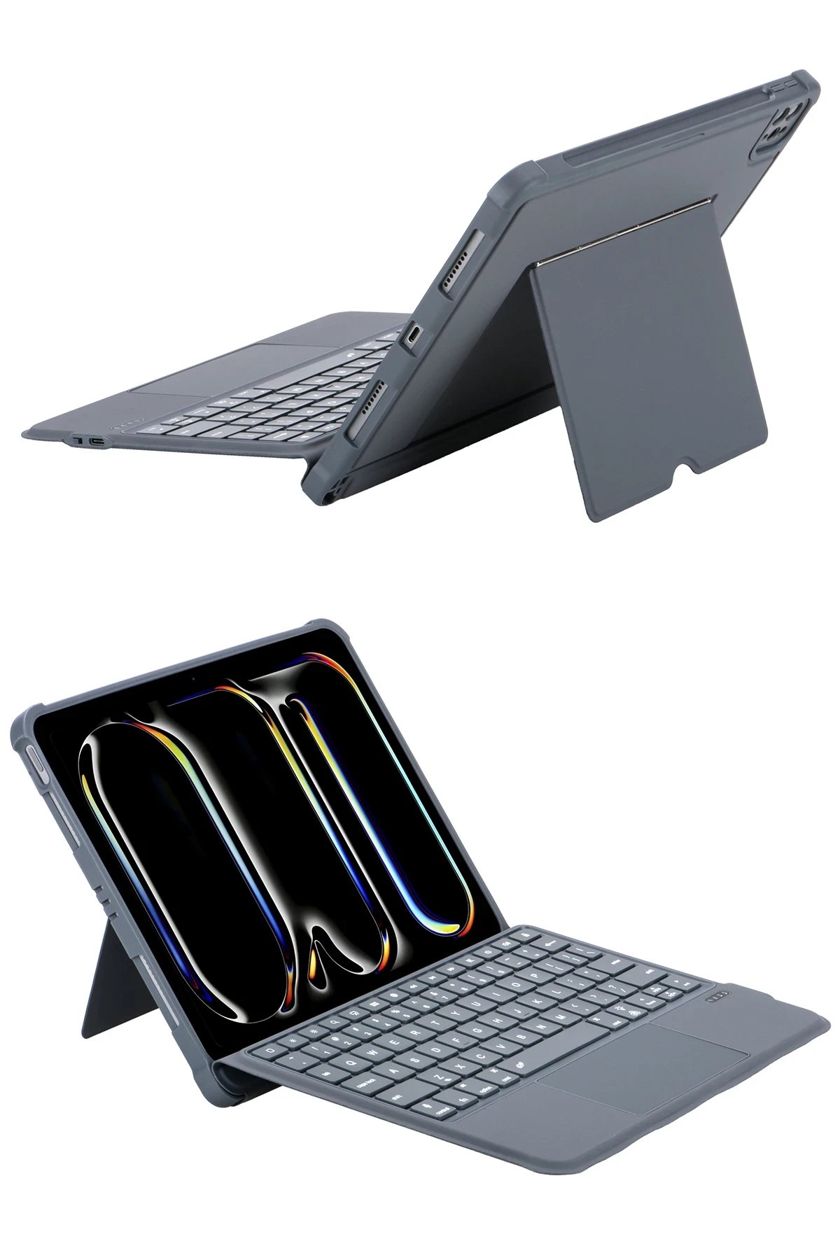 Newface T5510D iPad Pro 13 (2024) Kılıf Palermo Ledli Klavyeli Standlı Tablet Kılıfı - Siyah