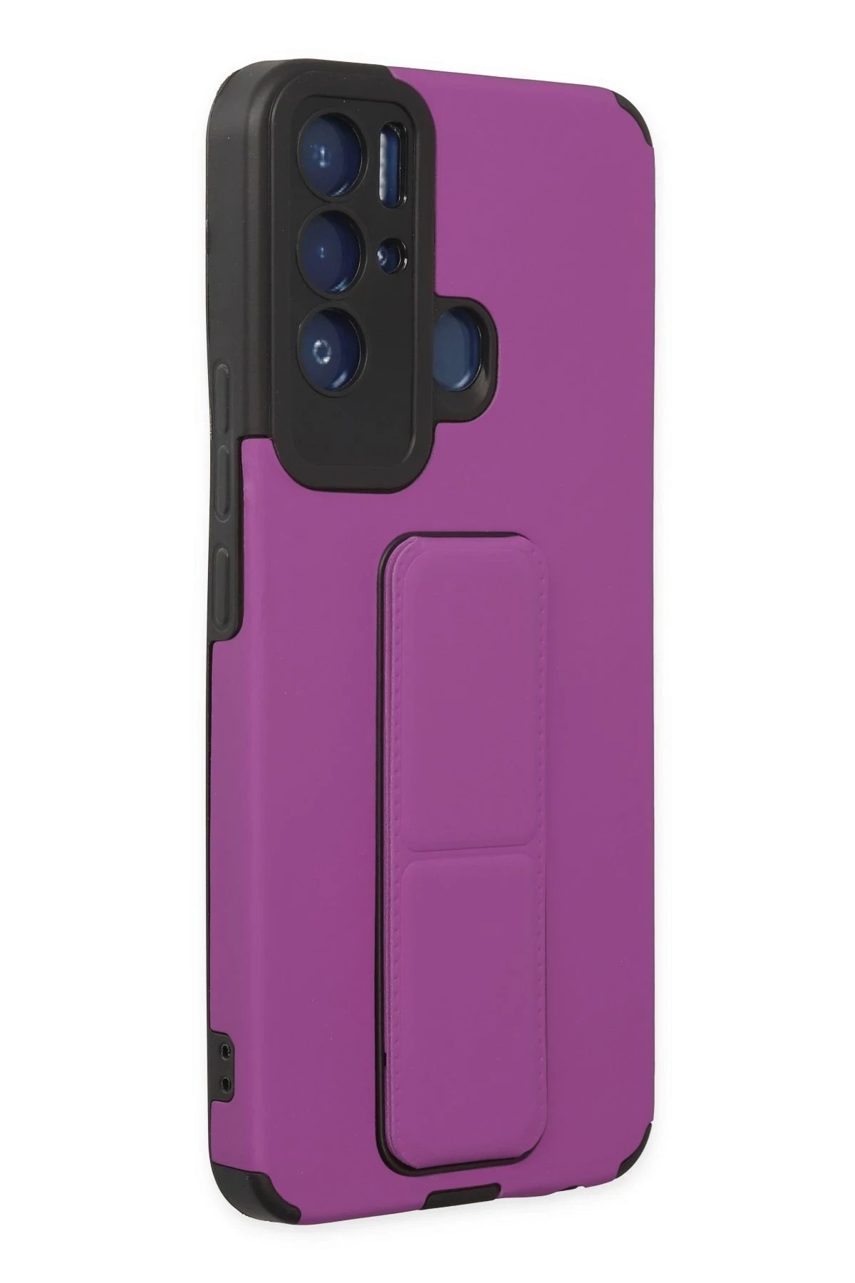 Newface Tecno Pova Neo Kılıf Mega Standlı Silikon - Mor