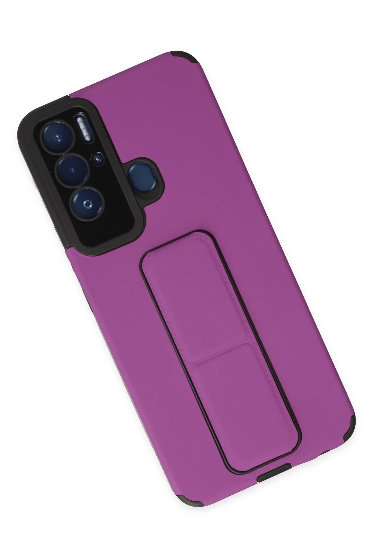 Newface Tecno Pova Neo Kılıf Mega Standlı Silikon - Mor