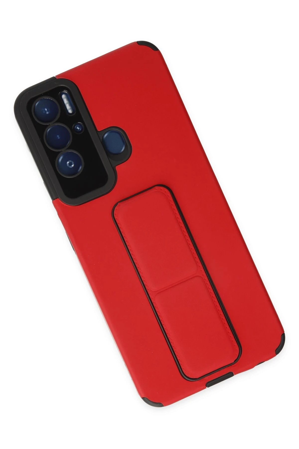 Newface Tecno Pova Neo Kılıf Mega Standlı Silikon - Kırmızı