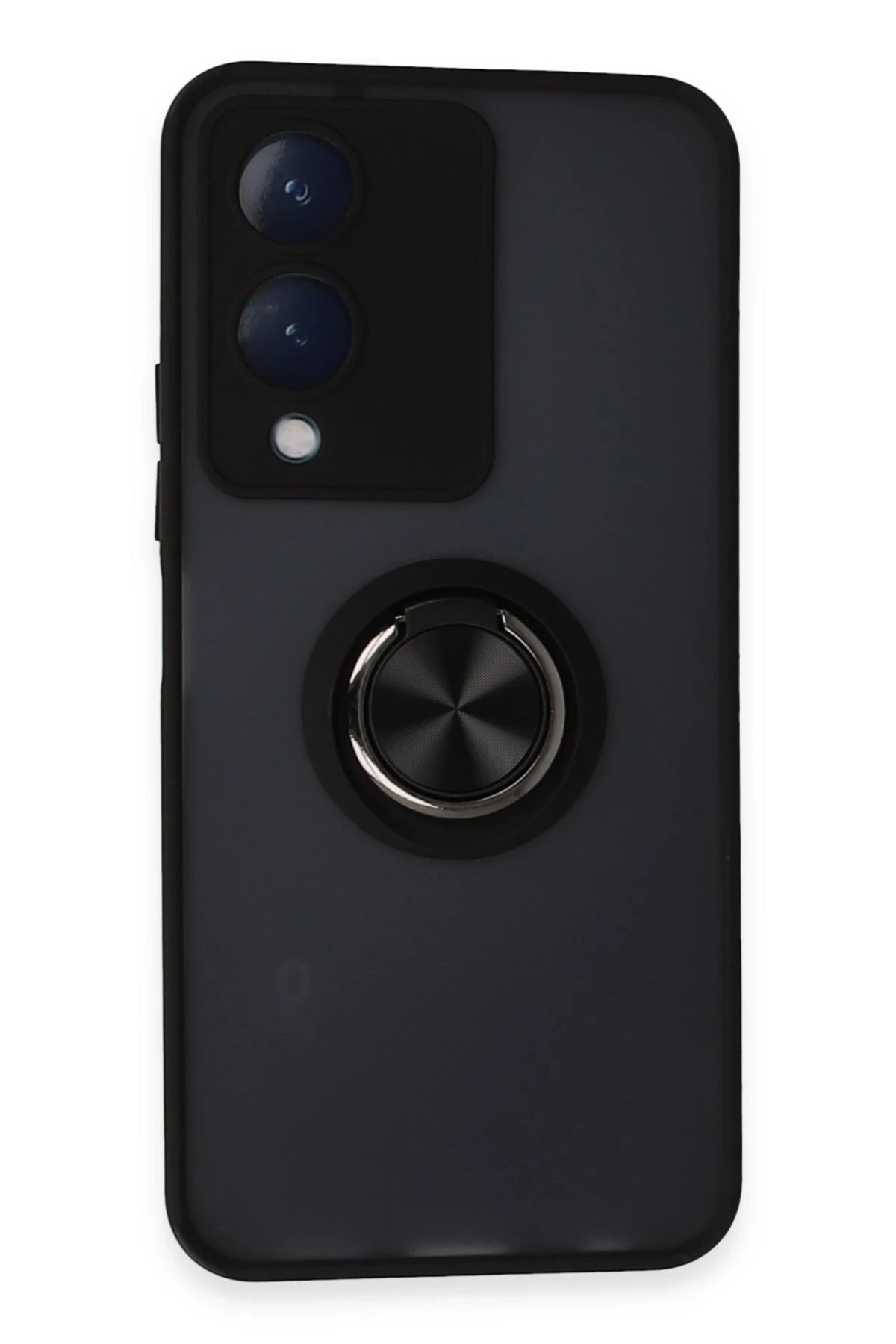 Newface Vivo Y17S Kılıf Montreal Yüzüklü Silikon Kapak - Siyah