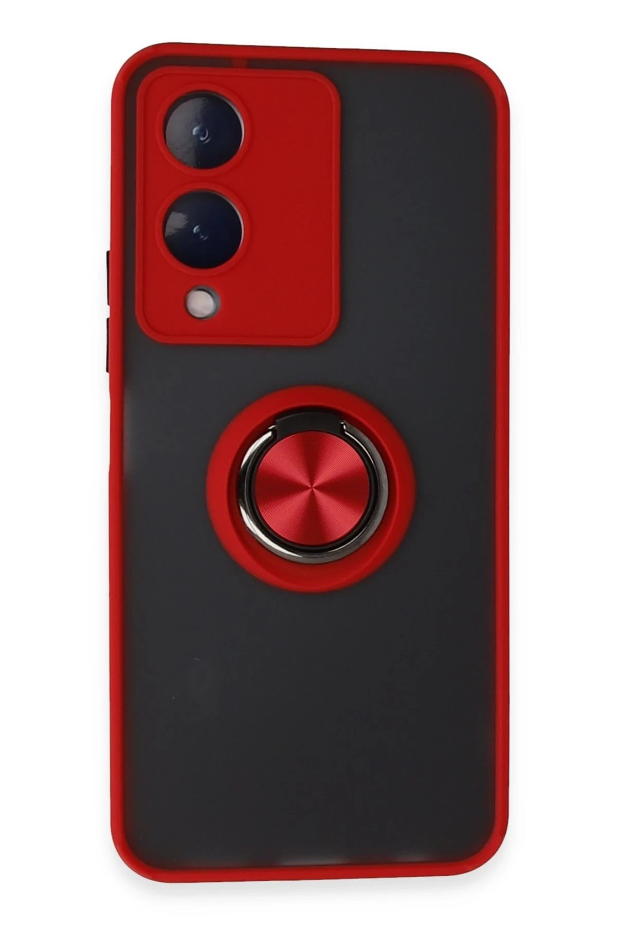 Newface Vivo Y17S Kılıf Montreal Yüzüklü Silikon Kapak - Kırmızı