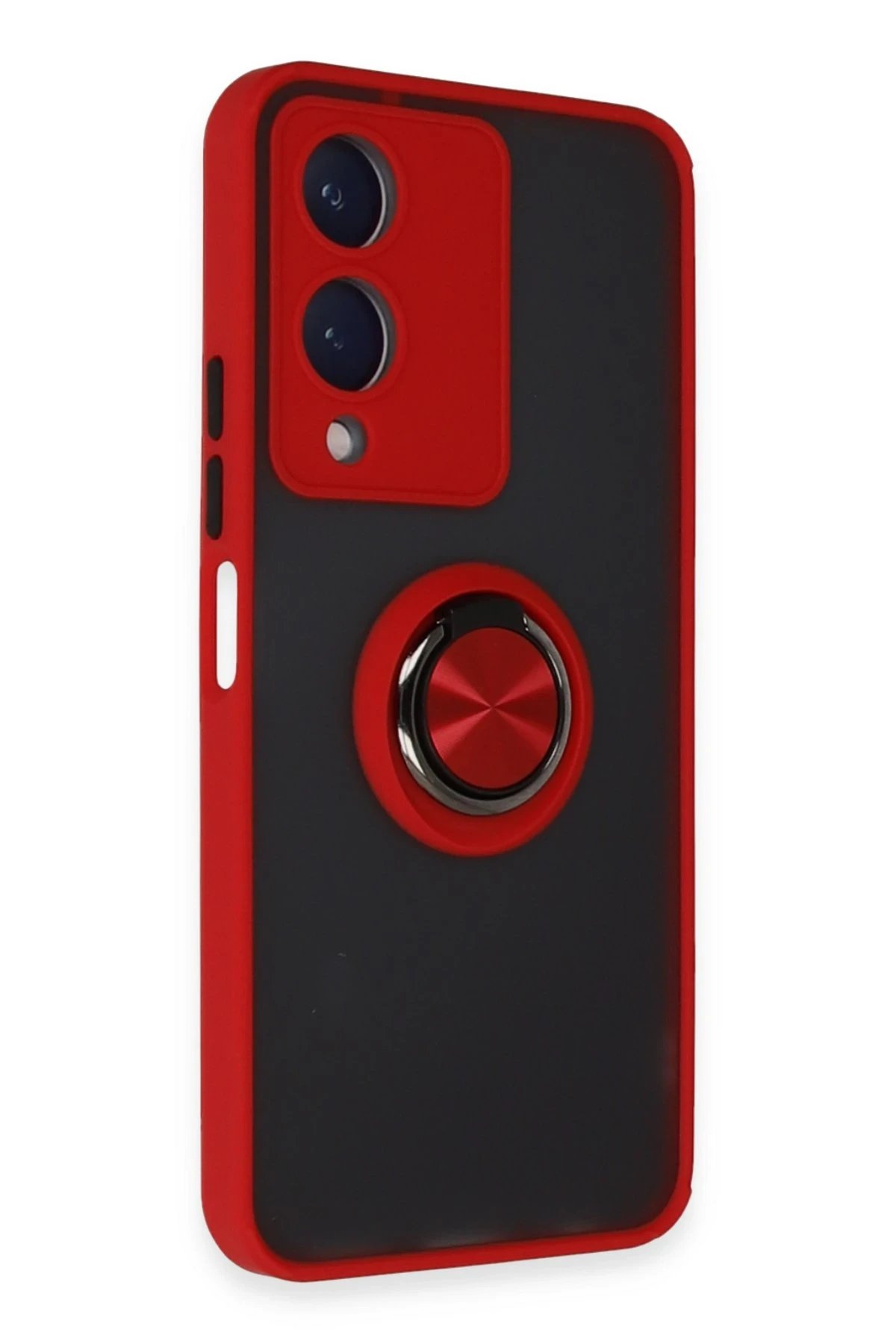 Newface Vivo Y17S Kılıf Montreal Yüzüklü Silikon Kapak - Kırmızı