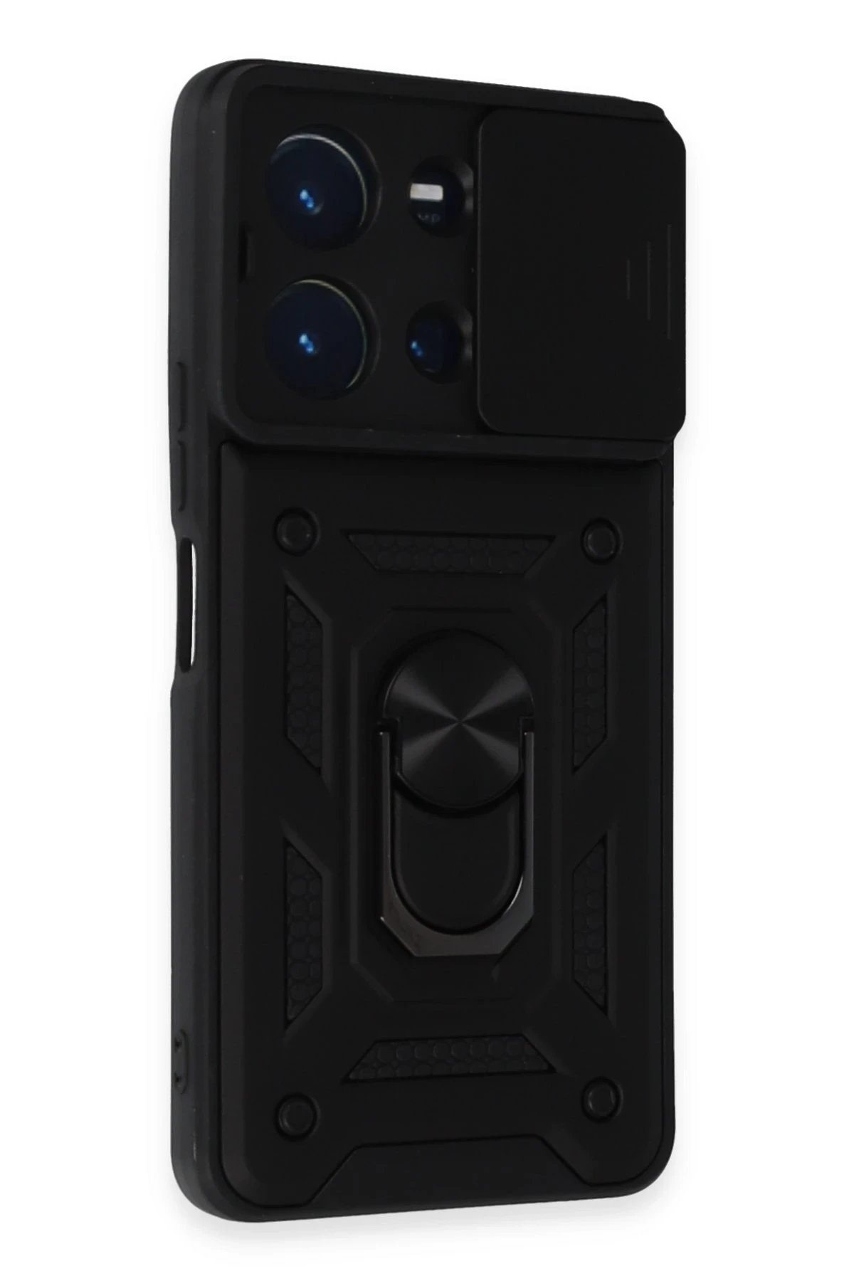 Newface Vivo Y36 Kılıf Pars Lens Yüzüklü Silikon - Siyah