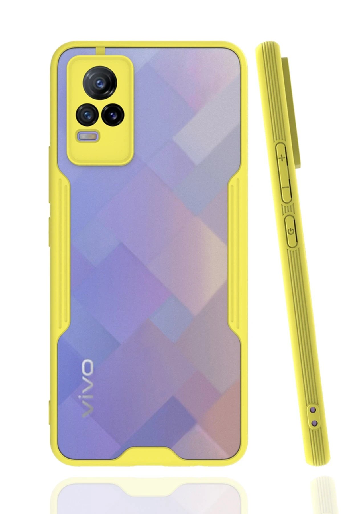 Newface Vivo V21e Kılıf Platin Silikon - Sarı