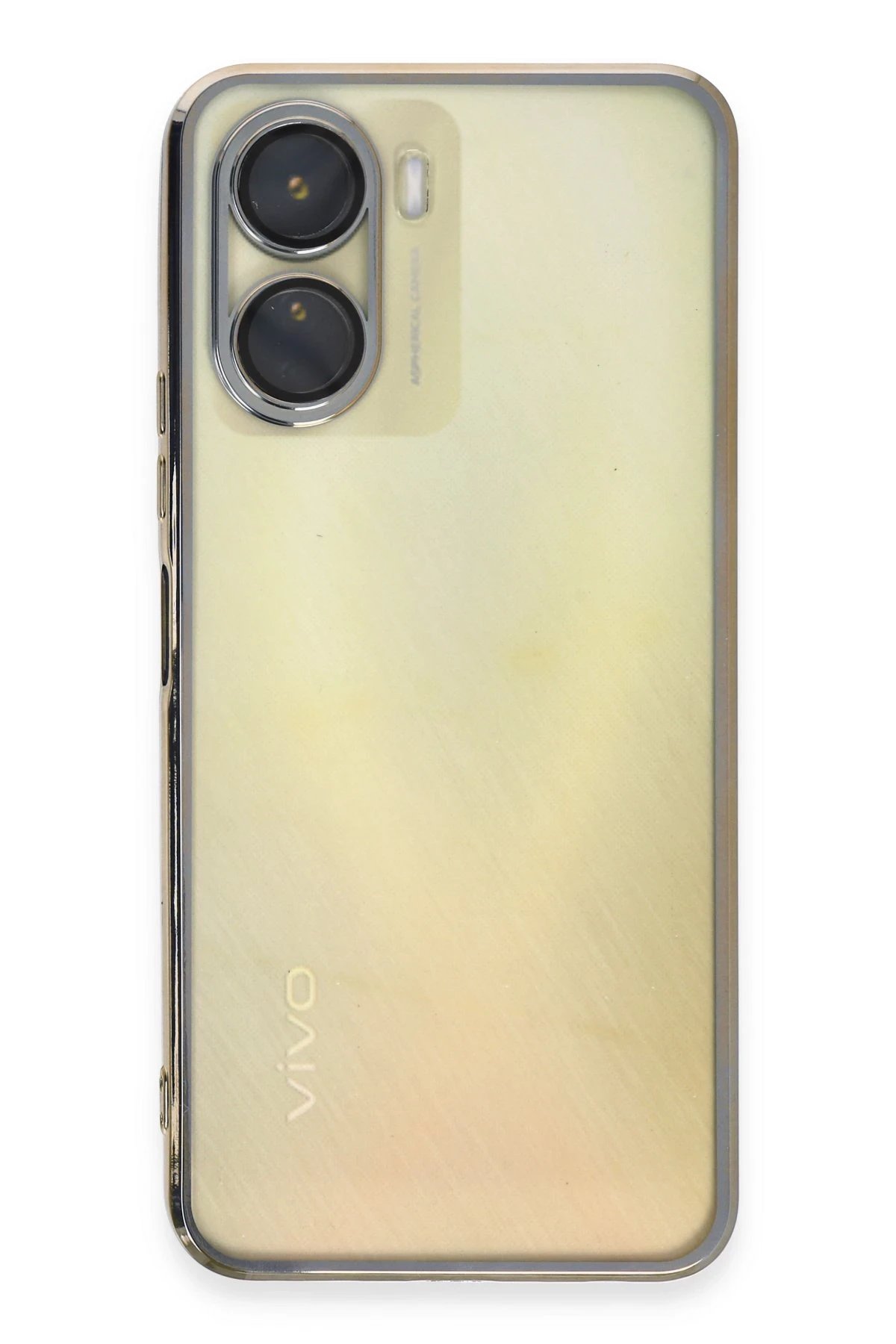 Newface Vivo Y16 Kılıf Razer Lensli Silikon - Gold