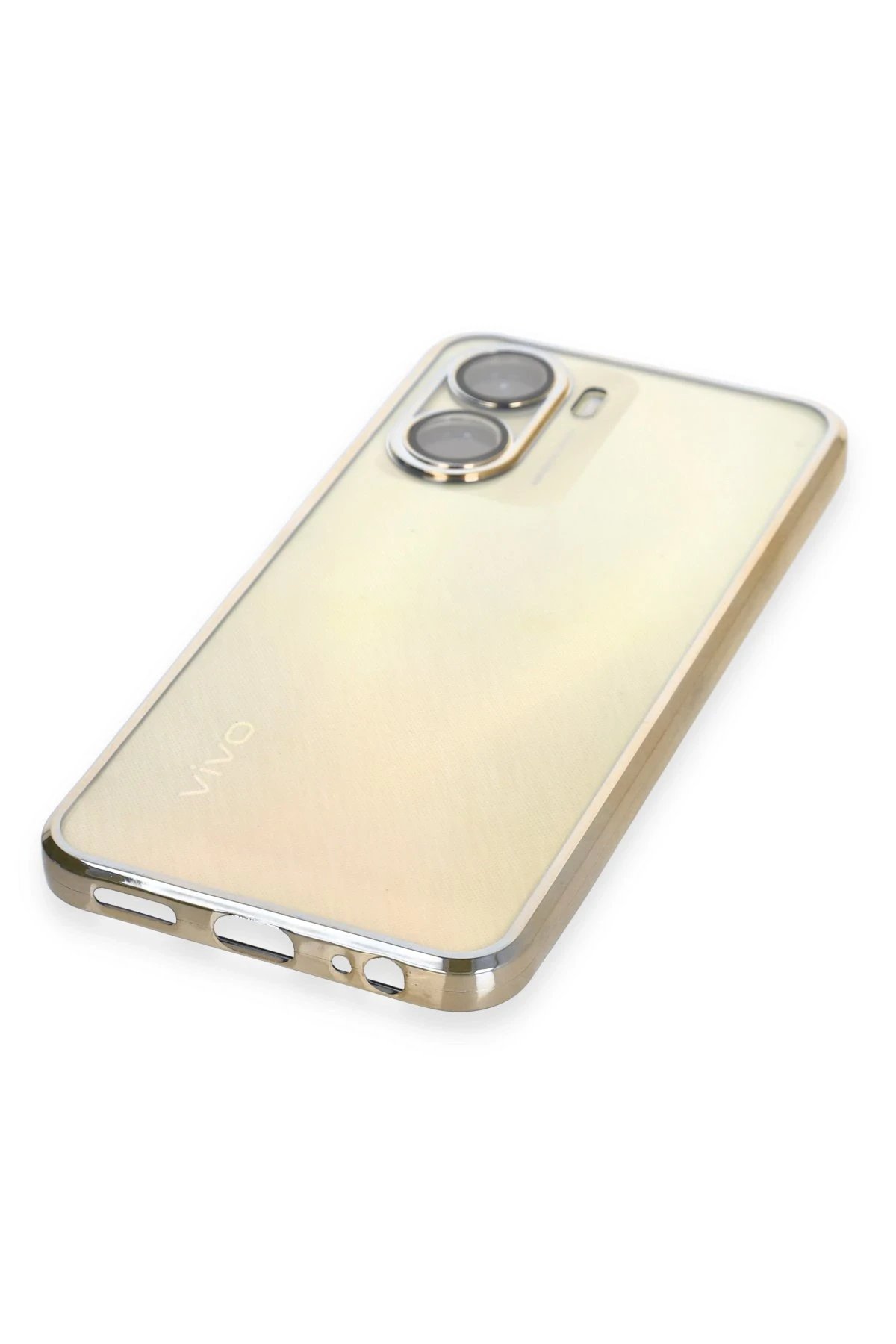 Newface Vivo Y16 Kılıf Razer Lensli Silikon - Gold