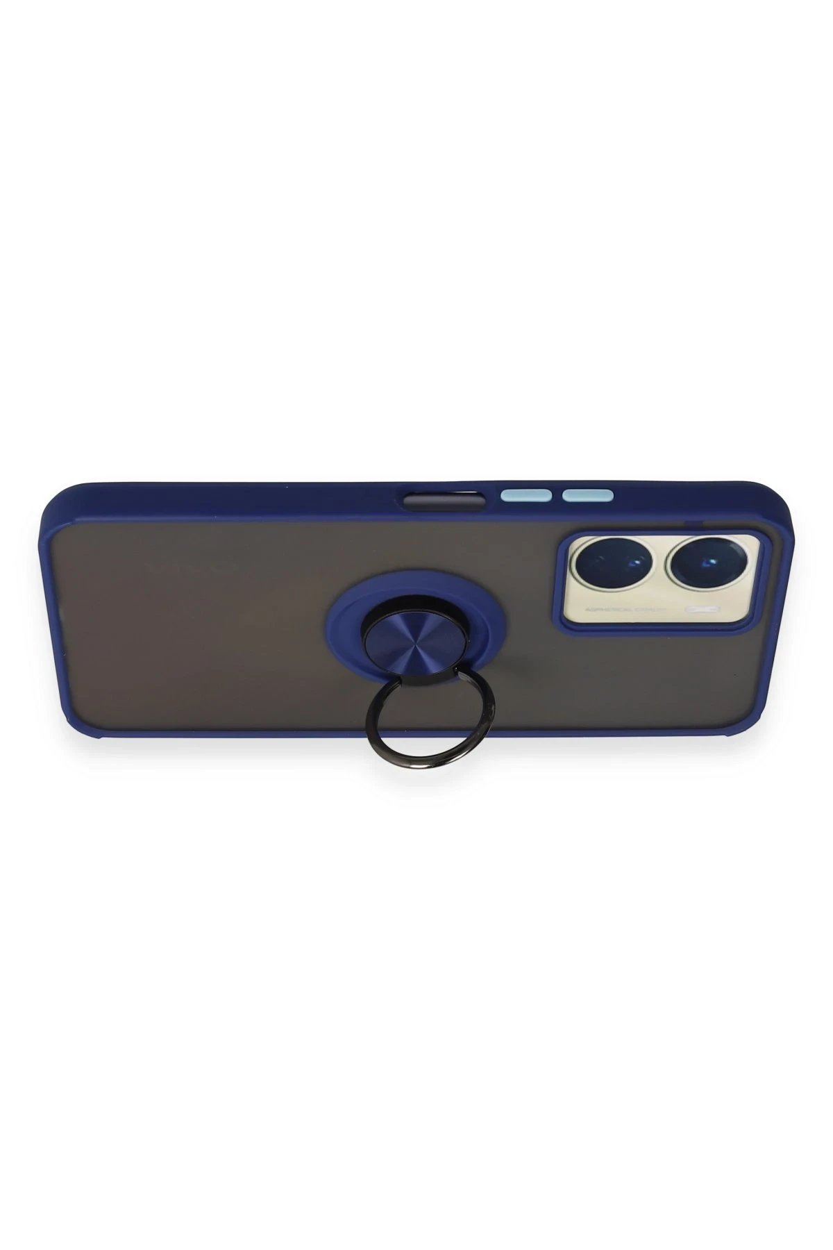 Newface Vivo Y16 Kılıf Montreal Yüzüklü Silikon Kapak - Lacivert