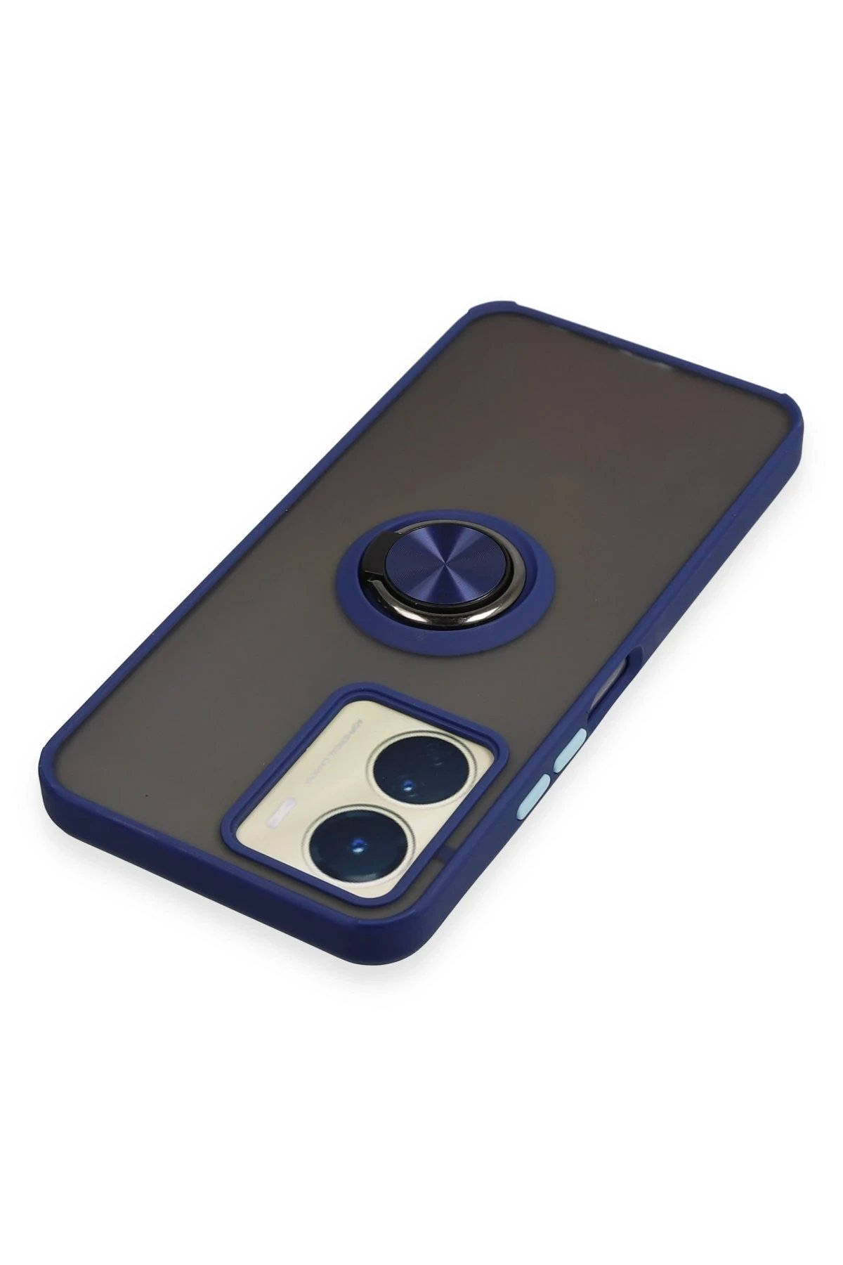 Newface Vivo Y16 Kılıf Montreal Yüzüklü Silikon Kapak - Lacivert