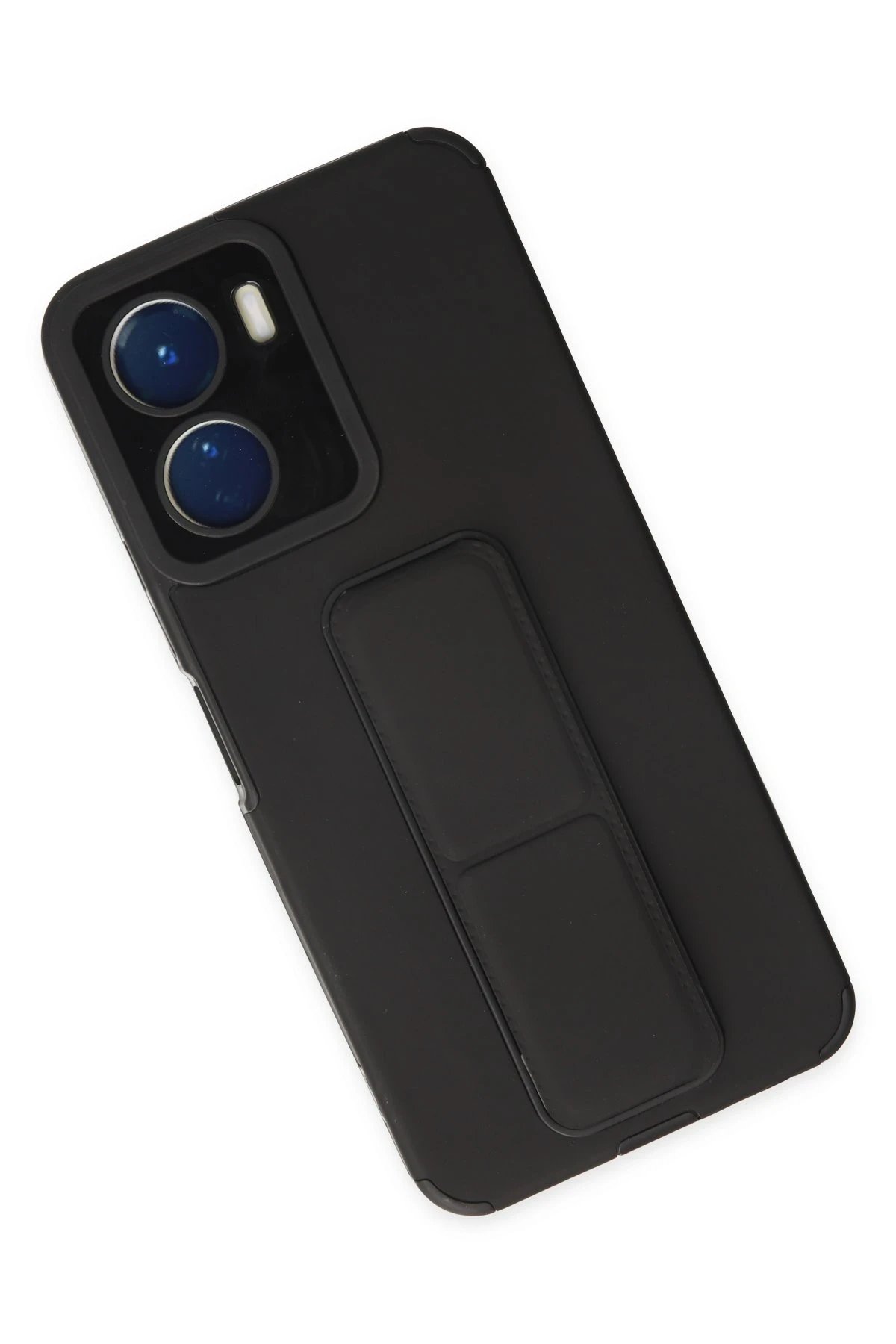 Newface Vivo Y16 Kılıf Mega Standlı Silikon - Siyah