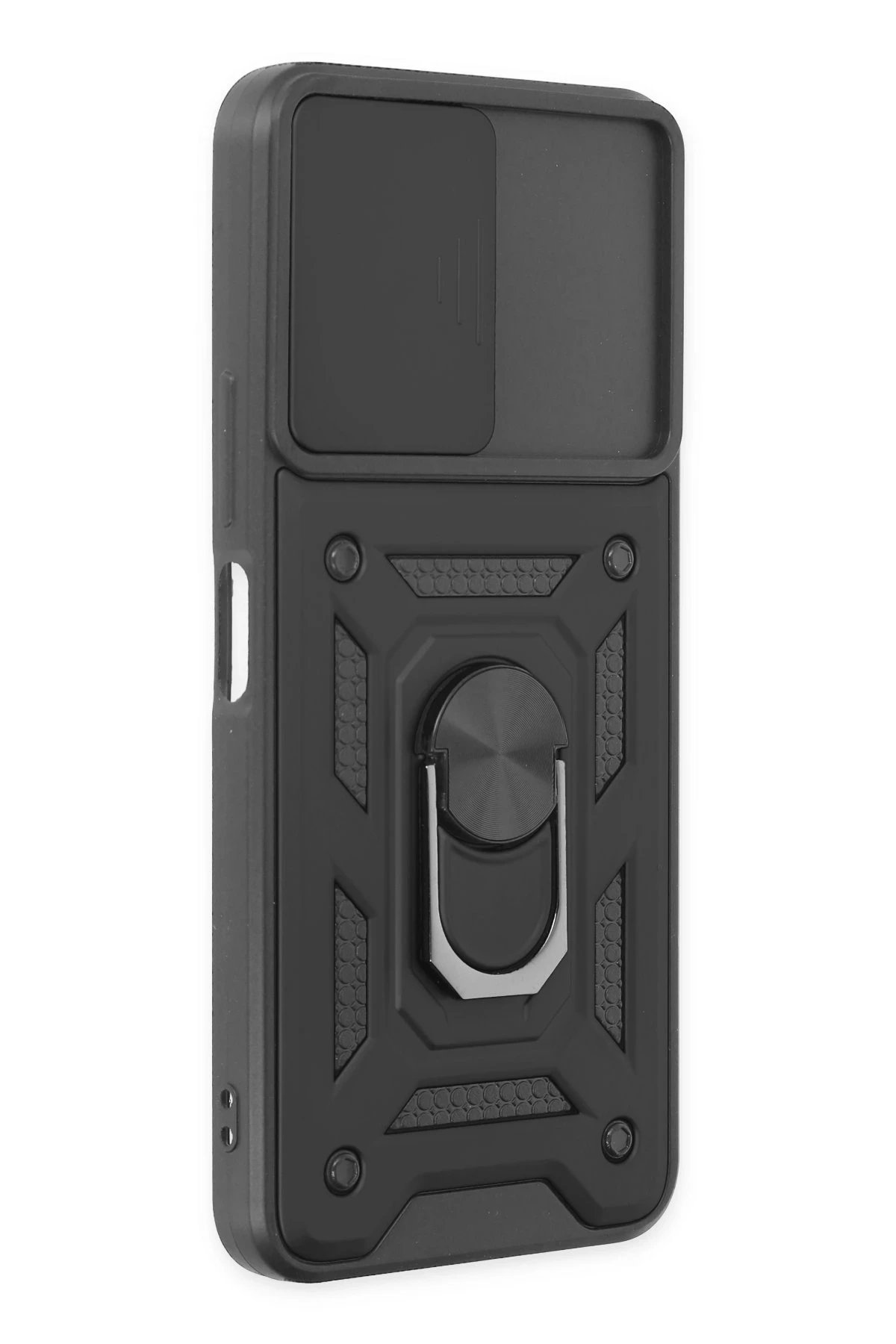 Newface Vivo Y16 Kılıf Pars Lens Yüzüklü Silikon - Siyah