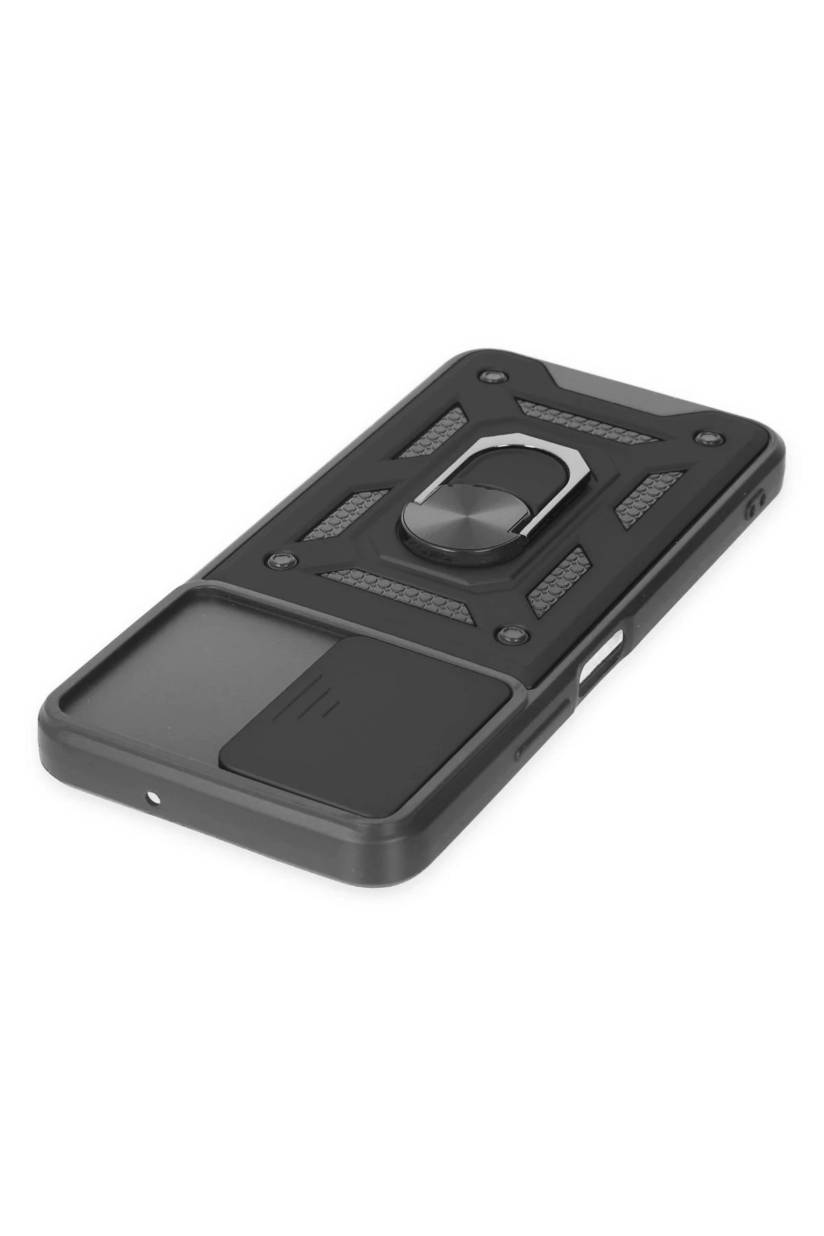 Newface Vivo Y16 Kılıf Pars Lens Yüzüklü Silikon - Siyah