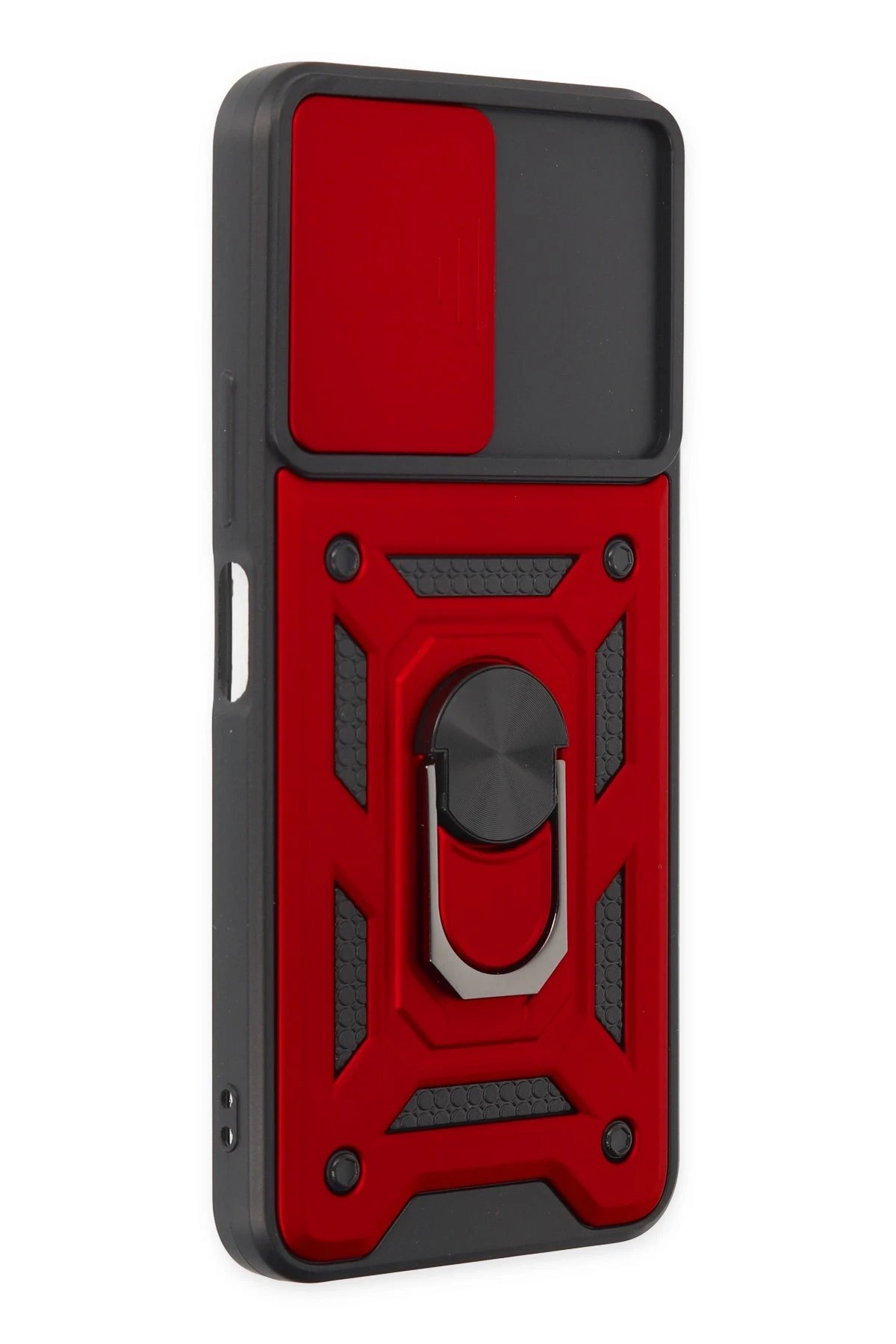 Newface Vivo Y16 Kılıf Pars Lens Yüzüklü Silikon - Kırmızı