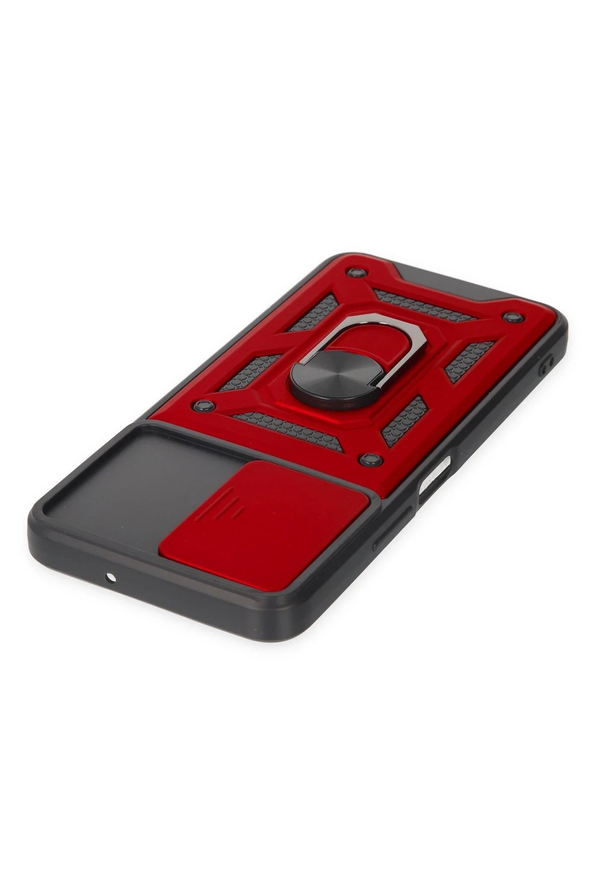 Newface Vivo Y16 Kılıf Pars Lens Yüzüklü Silikon - Kırmızı