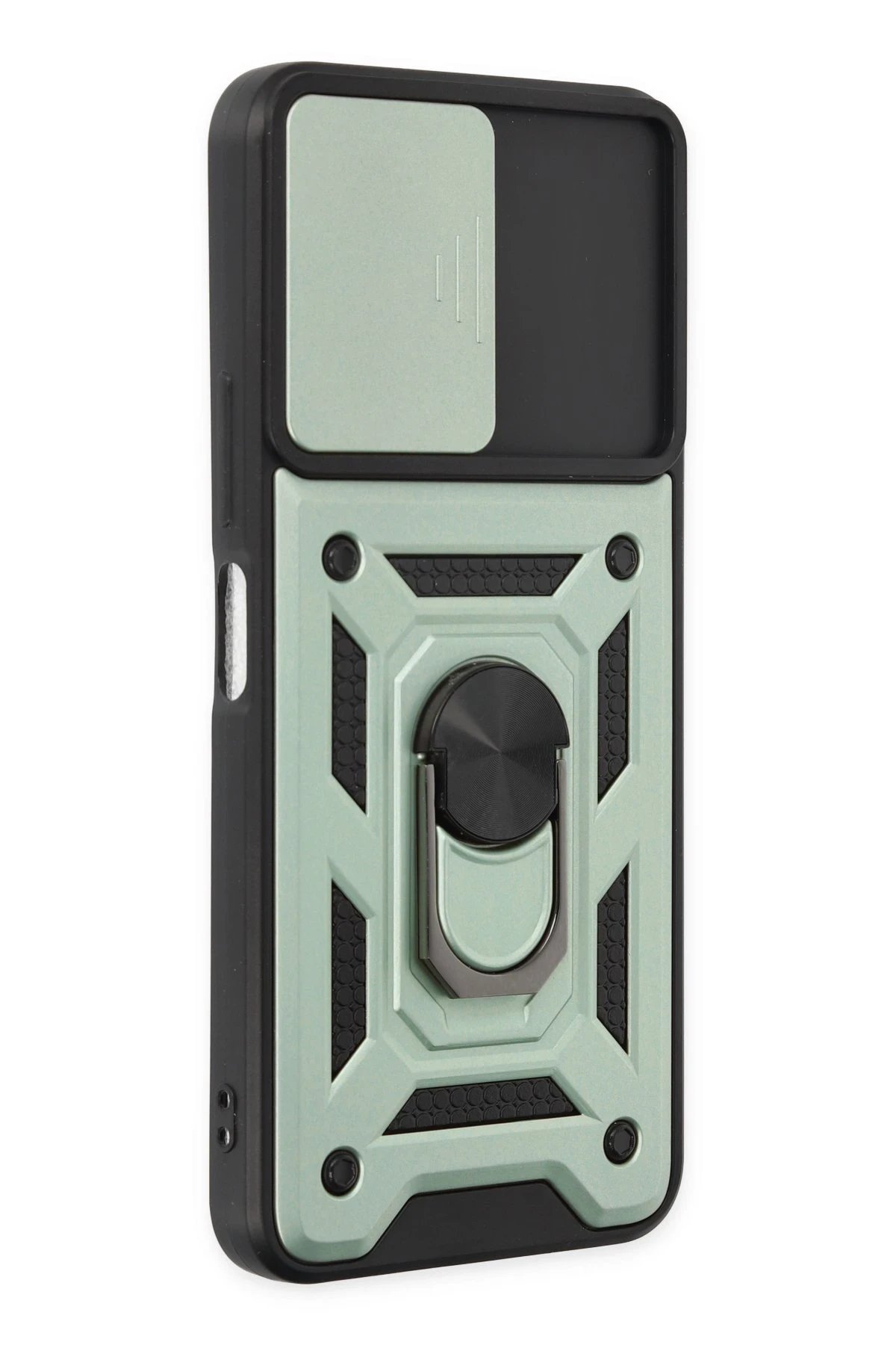 Newface Vivo Y16 Kılıf Pars Lens Yüzüklü Silikon - Yeşil