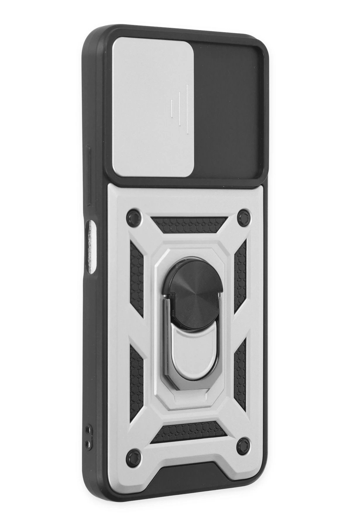 Newface Vivo Y16 Kılıf Pars Lens Yüzüklü Silikon - Gümüş