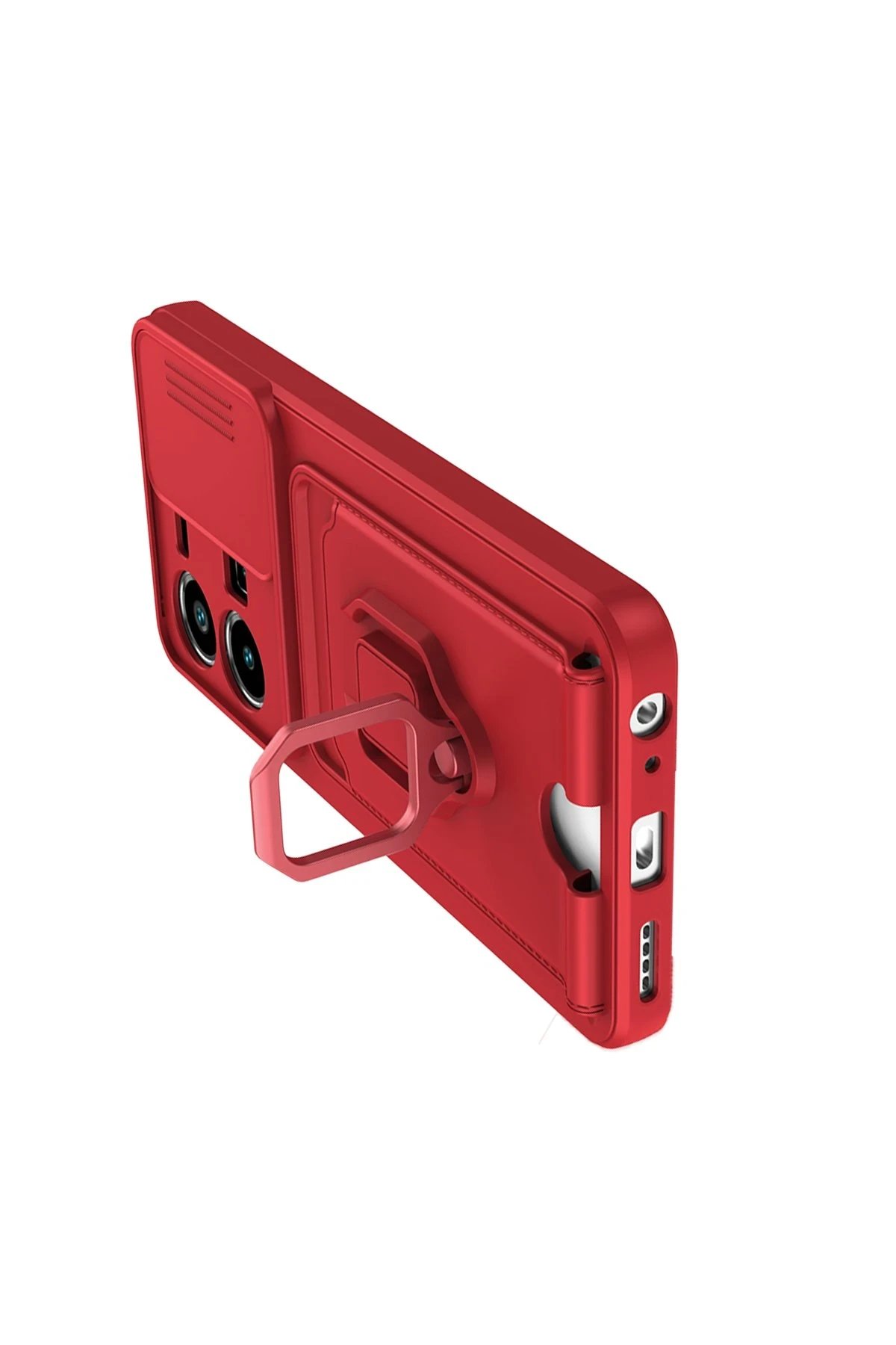 Newface Vivo Y35 Kılıf Zuma Kartvizitli Yüzüklü Silikon - Kırmızı