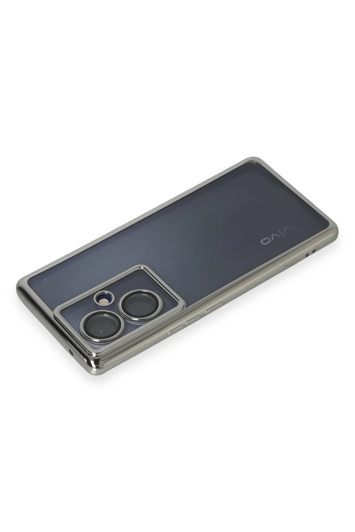 Newface Vivo V29 Lite Kılıf Razer Lensli Silikon - Gümüş