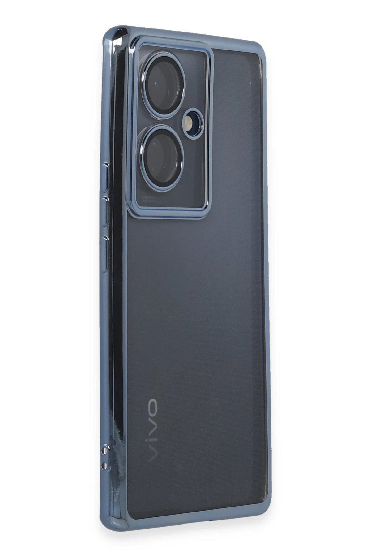 Newface Vivo V29 Lite Kılıf Razer Lensli Silikon - Açık Mavi