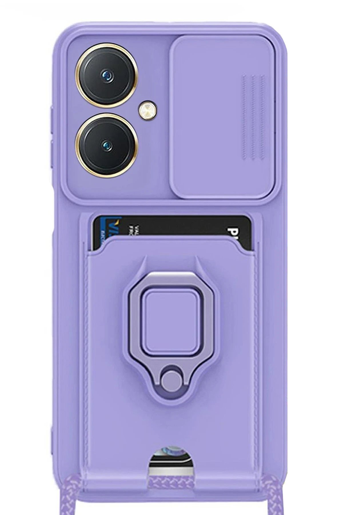 Newface Vivo Y27 Kılıf Zuma Kartvizitli Yüzüklü Silikon - Lila