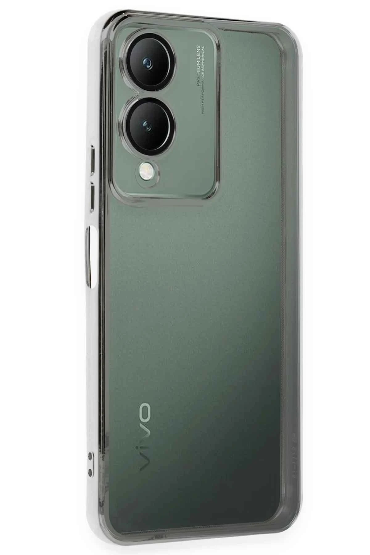 Newface Vivo Y17S Kılıf Razer Lensli Silikon - Gümüş