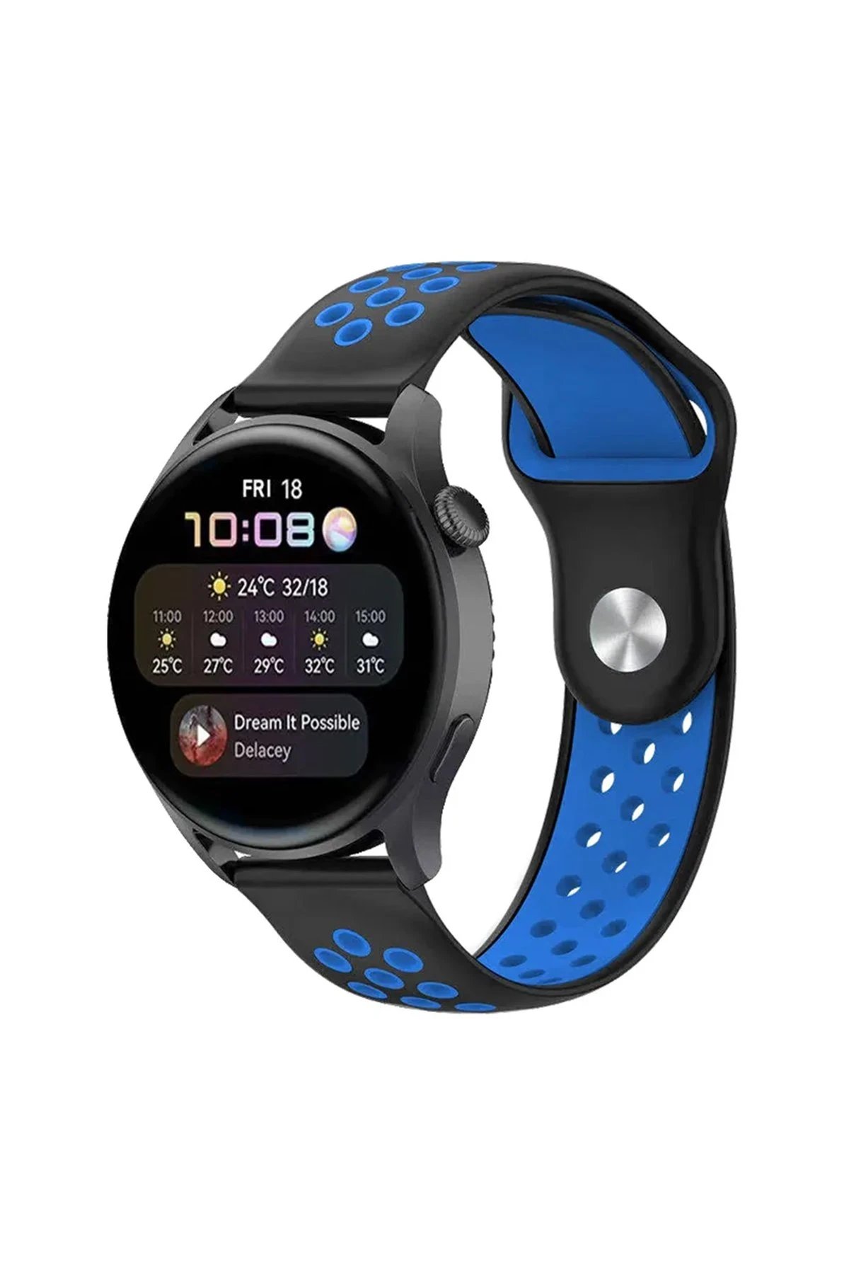 Newface Watch 20mm Spor Delikli Kordon - Siyah-Mavi