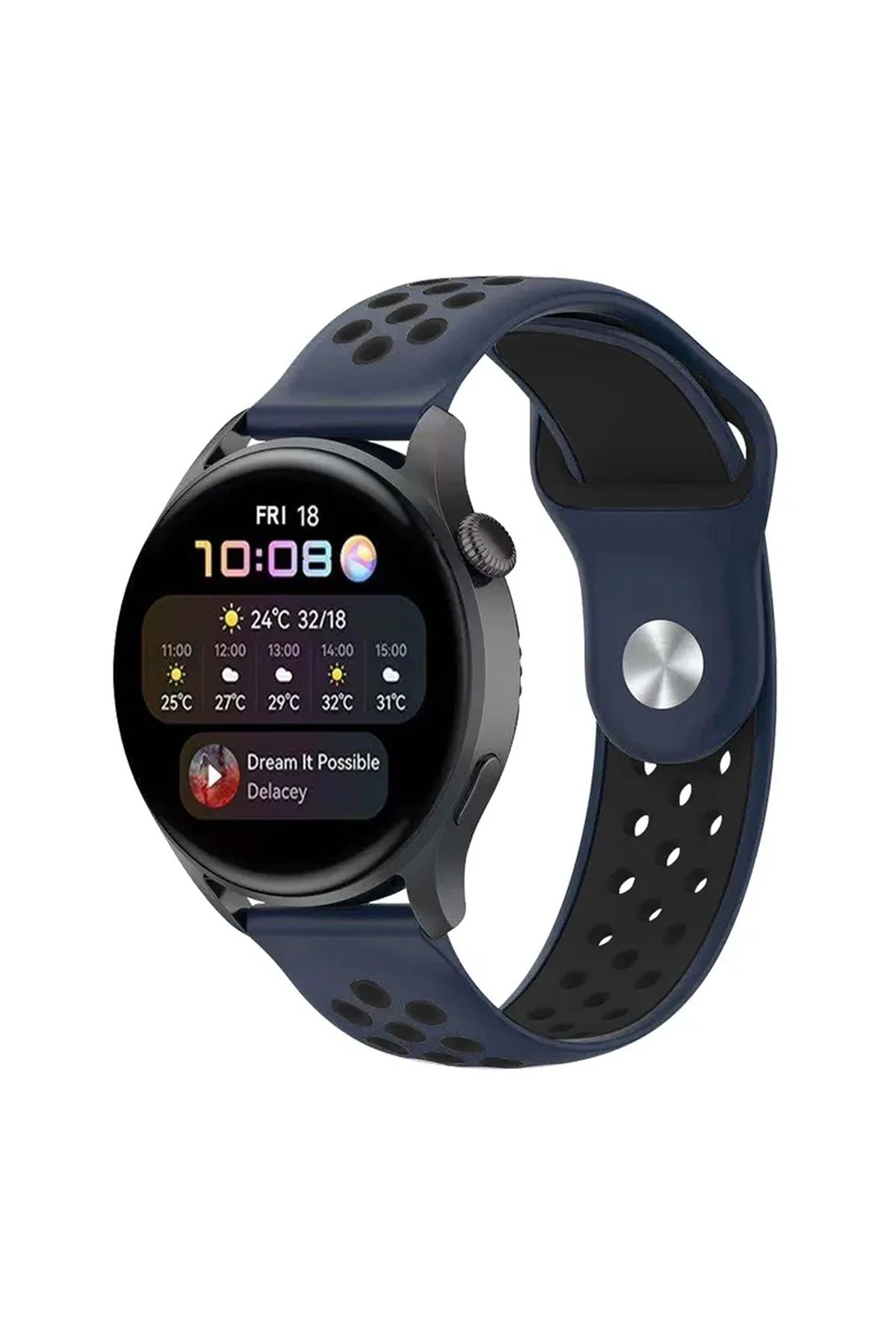 Newface Watch 20mm Spor Delikli Kordon - Lacivert-Siyah