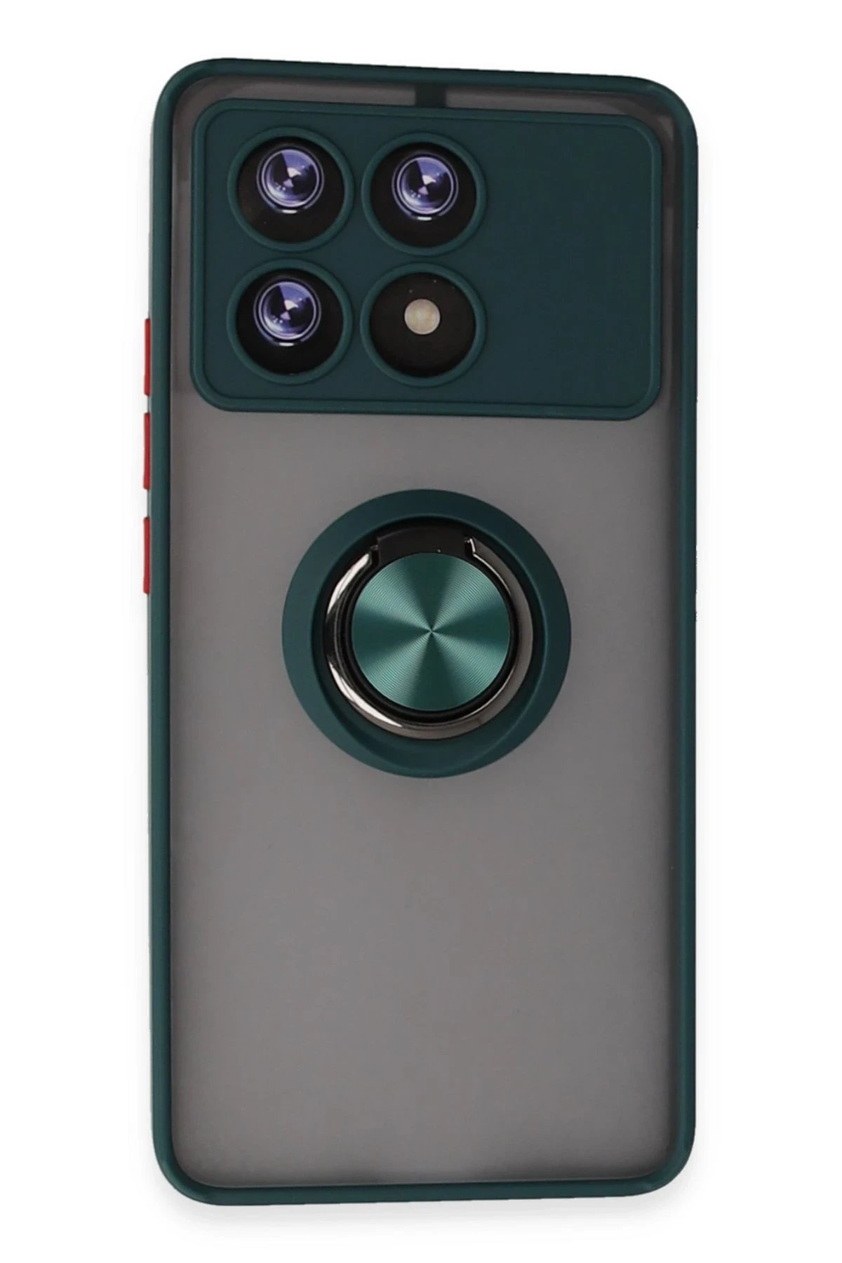 Newface Xiaomi Poco X6 Pro Kılıf Montreal Yüzüklü Silikon Kapak - Yeşil