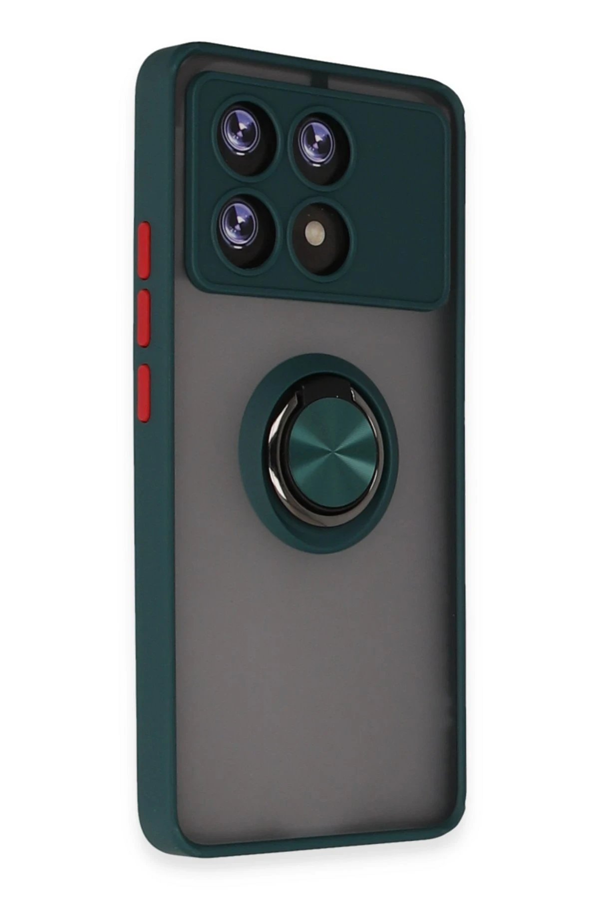 Newface Xiaomi Poco X6 Pro Kılıf Montreal Yüzüklü Silikon Kapak - Yeşil