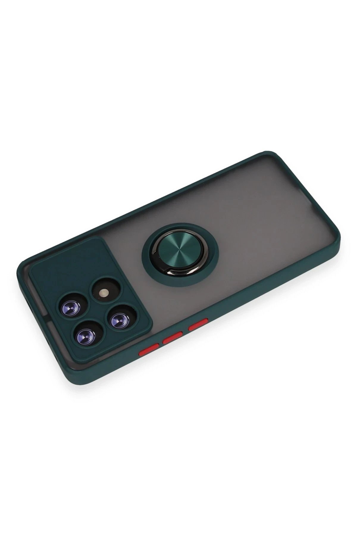 Newface Xiaomi Poco X6 Pro Kılıf Montreal Yüzüklü Silikon Kapak - Yeşil