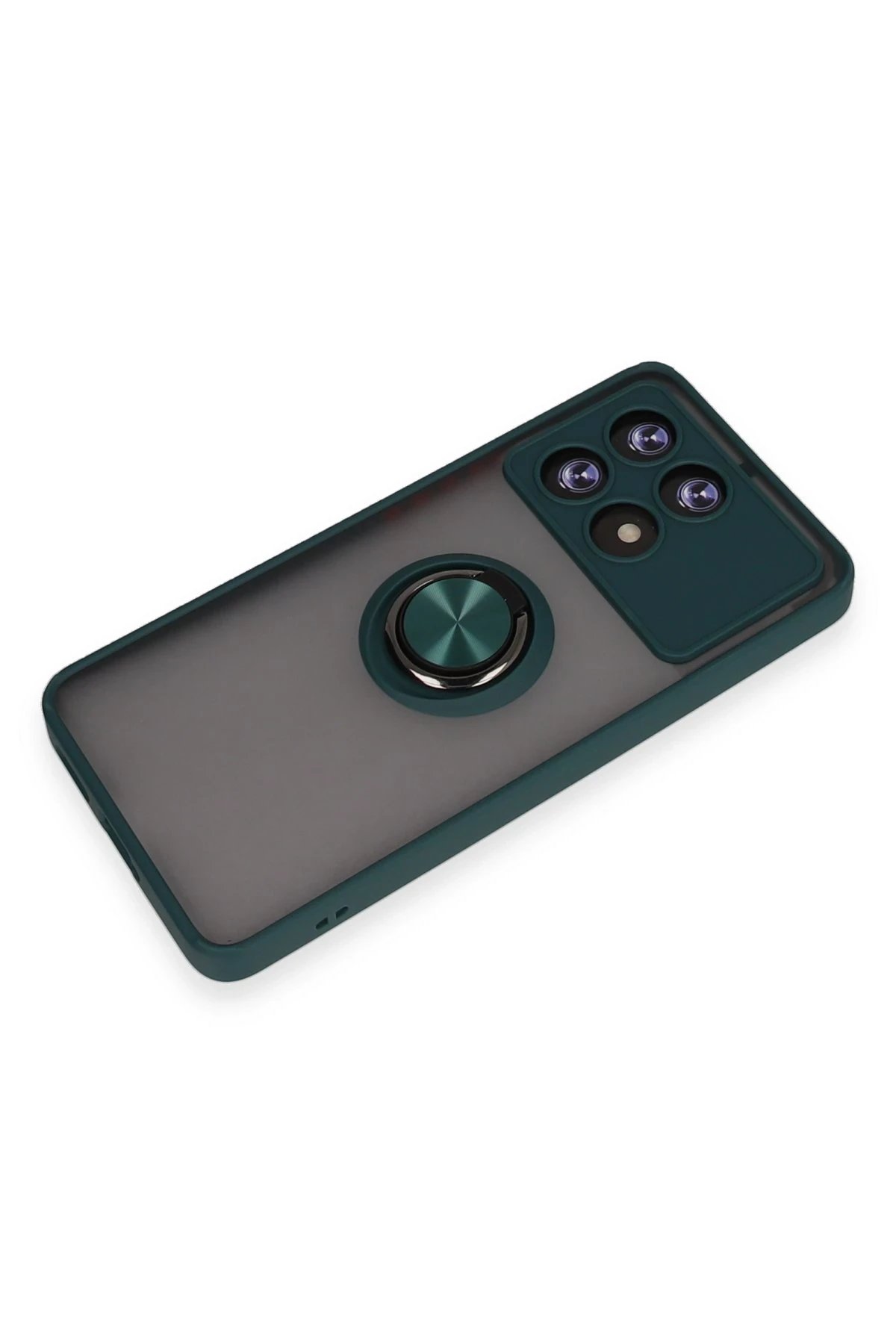 Newface Xiaomi Poco X6 Pro Kılıf Montreal Yüzüklü Silikon Kapak - Yeşil