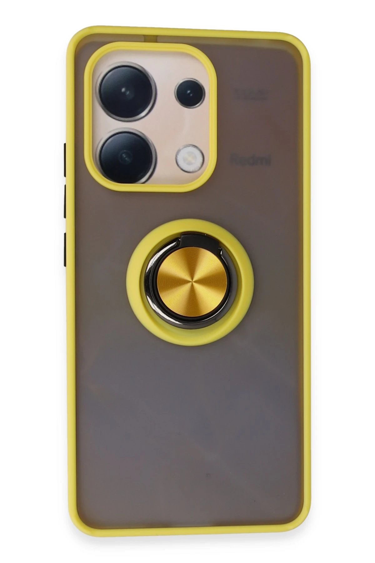 Newface Xiaomi Redmi Note 13 4G Kılıf Montreal Yüzüklü Silikon Kapak - Sarı