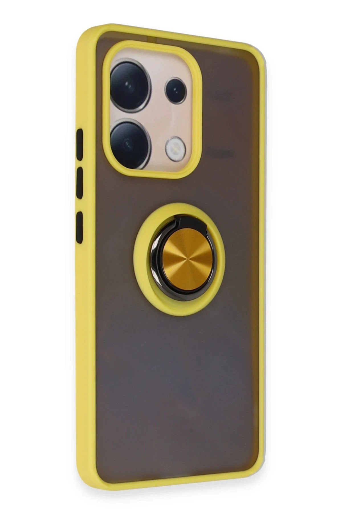 Newface Xiaomi Redmi Note 13 4G Kılıf Montreal Yüzüklü Silikon Kapak - Sarı