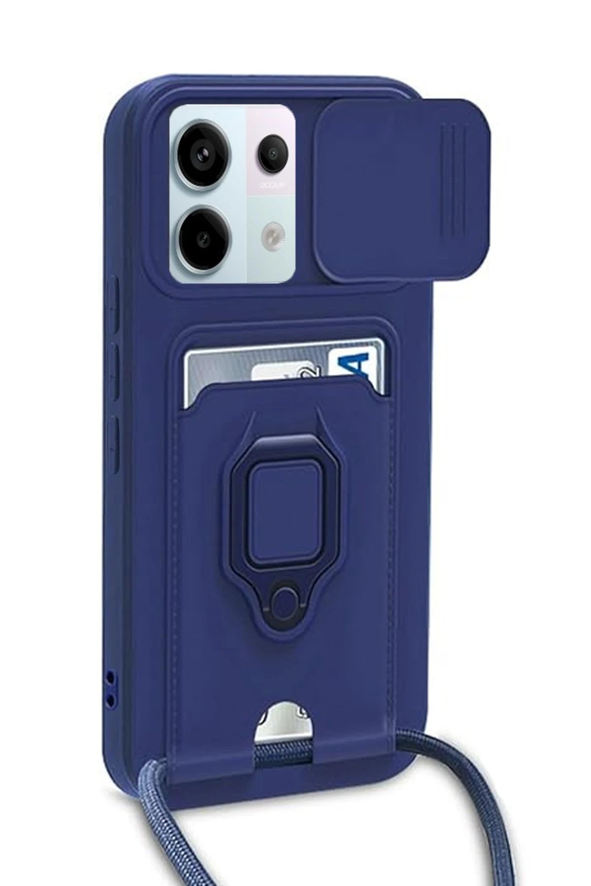 Newface Xiaomi Redmi Note 13 Pro 5G Kılıf Zuma Kartvizitli Yüzüklü Silikon - Lacivert