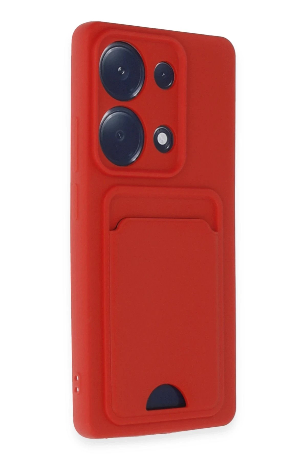 Newface Xiaomi Redmi Note 13 Pro 4G Kılıf Kelvin Kartvizitli Silikon - Kırmızı