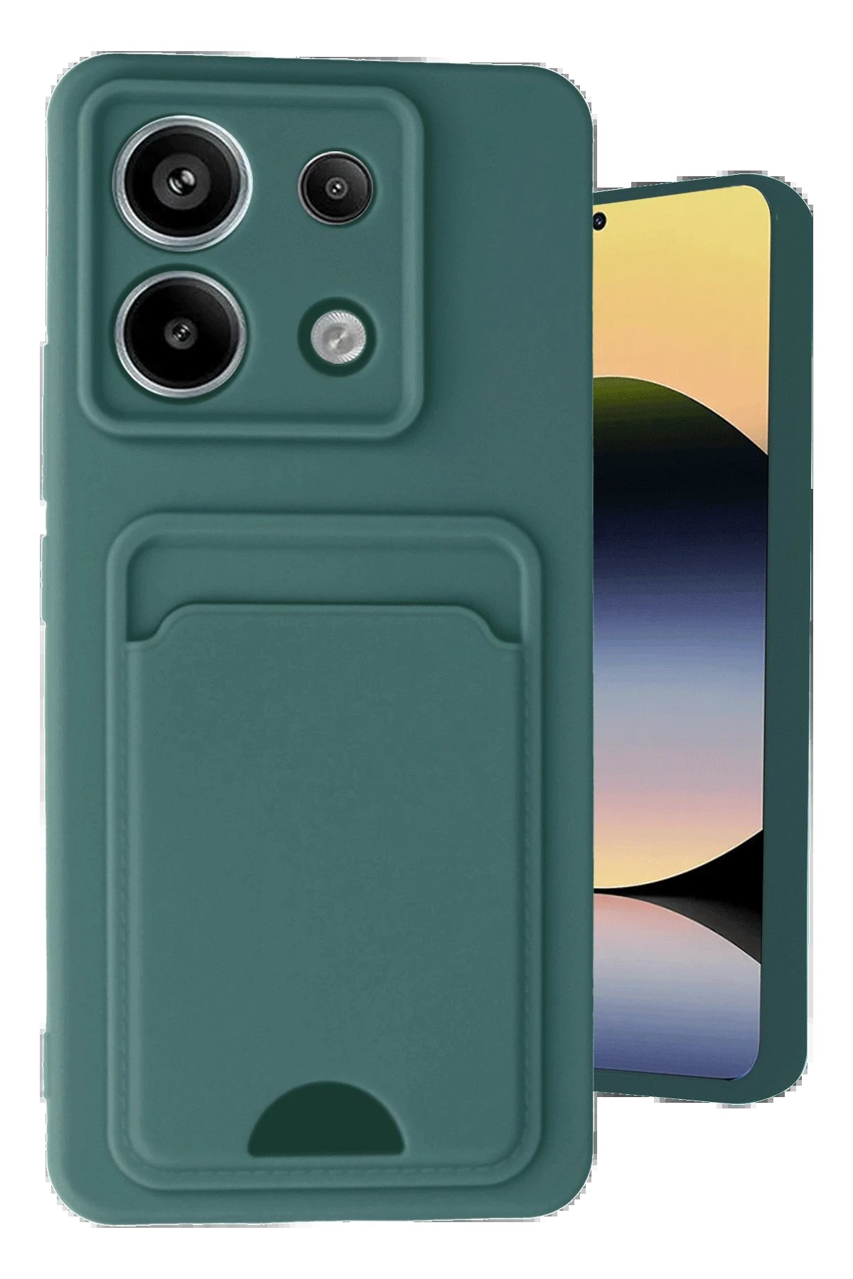 Newface Xiaomi Redmi Note 13 Pro 5G Kılıf Kelvin Kartvizitli Silikon - Koyu Yeşil