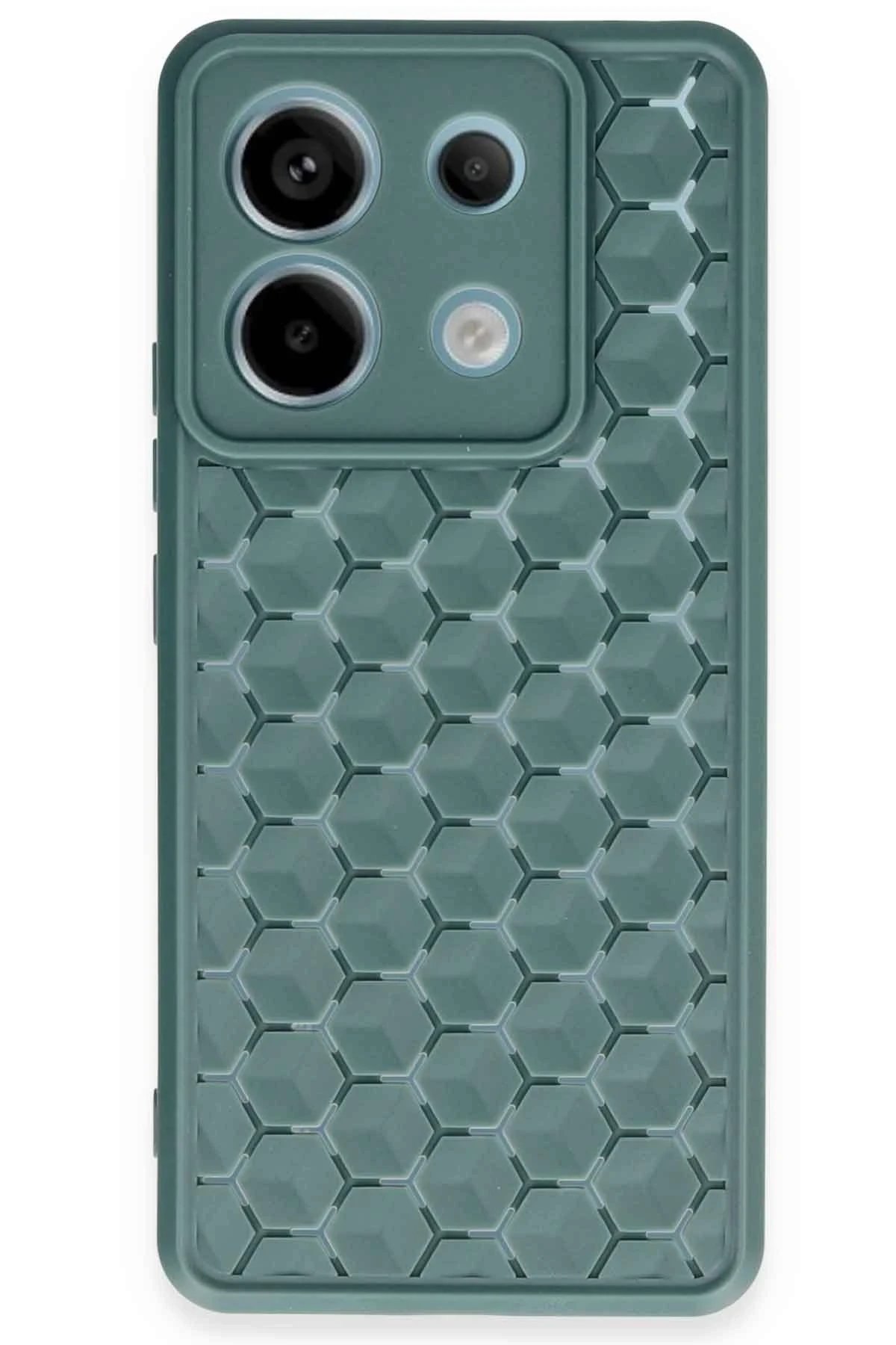 Newface Xiaomi Redmi Note 13 Pro 5G Kılıf Petek Silikon Kapak - Koyu Yeşil