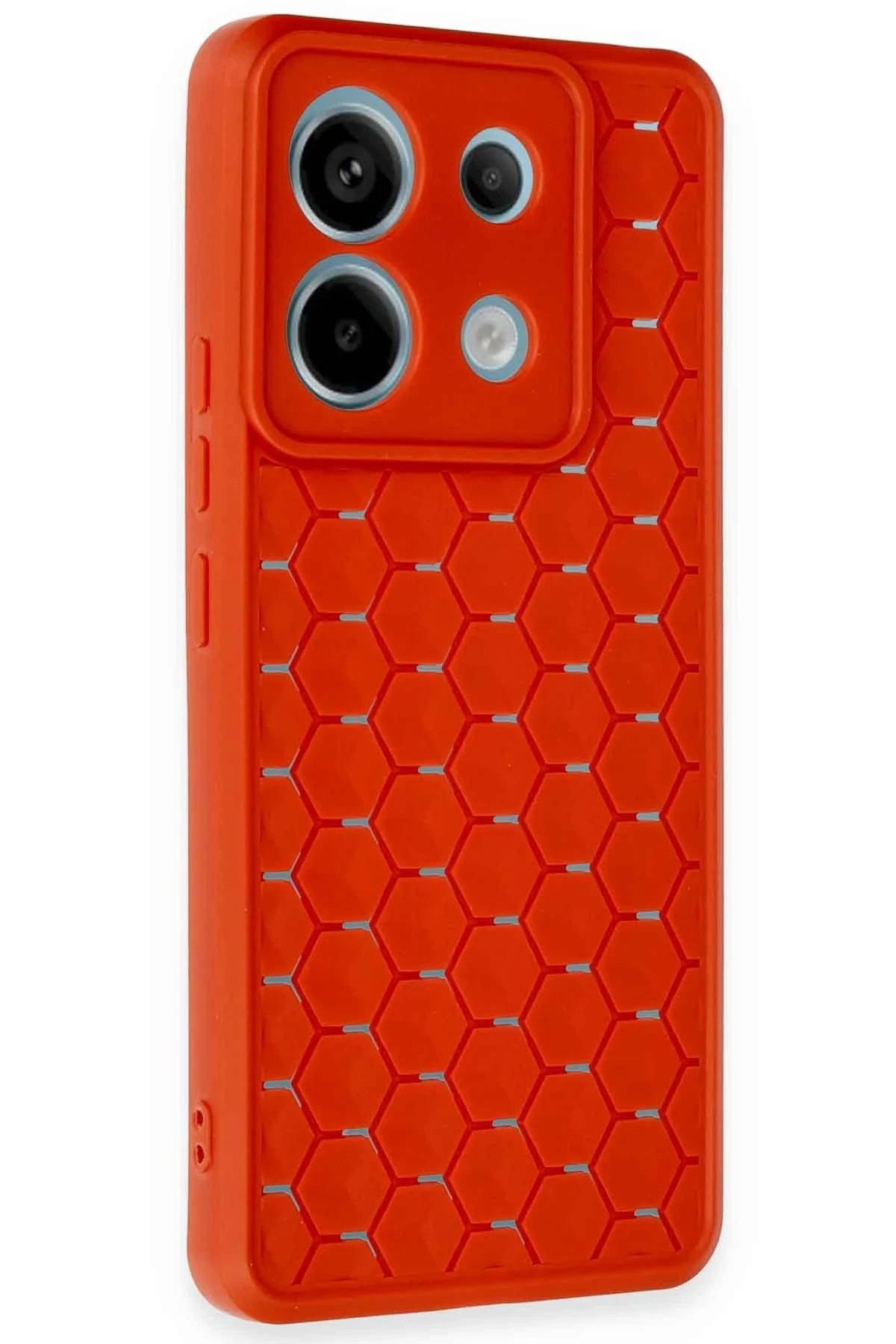 Newface Xiaomi Redmi Note 13 Pro 5G Kılıf Petek Silikon Kapak - Kırmızı