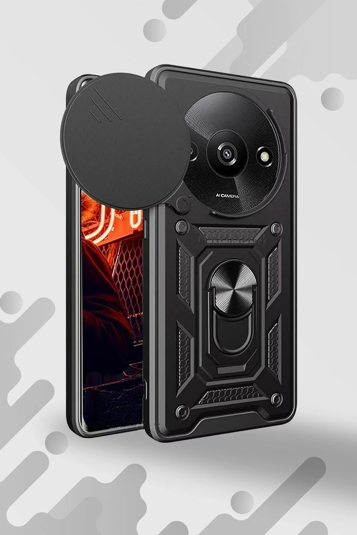 Newface Xiaomi Redmi A3 4G Kılıf Pars Lens Yüzüklü Silikon - Lacivert