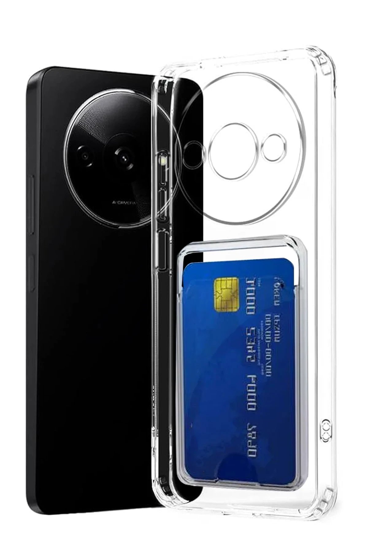 Newface Xiaomi Redmi A3 4G Kılıf Kart Şeffaf Silikon - Şeffaf