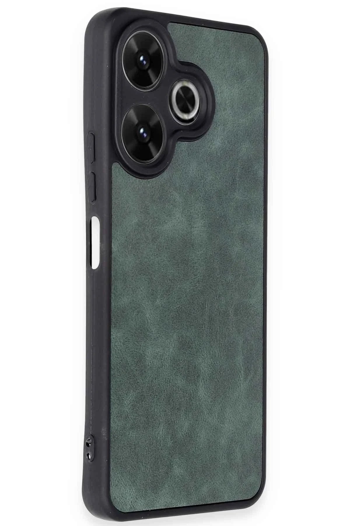 Newface Xiaomi Redmi 13 4G Kılıf Aras Deri Kapak - Koyu Yeşil