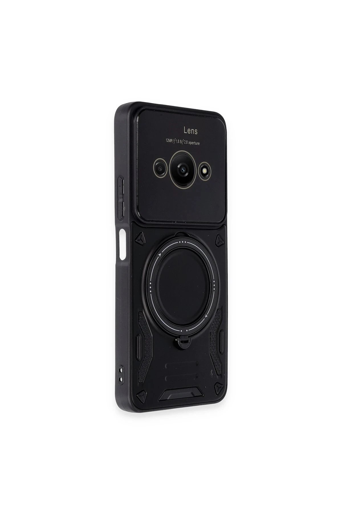 Newface Xiaomi Poco C61 Kılıf Joy Lens Standlı Kapak - Siyah