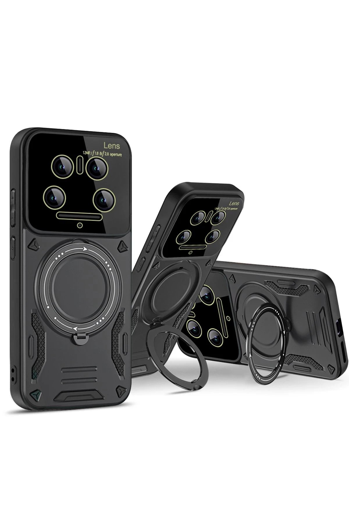 Newface Xiaomi Mi 14 Ultra Kılıf Joy Lens Standlı Kapak - Mor