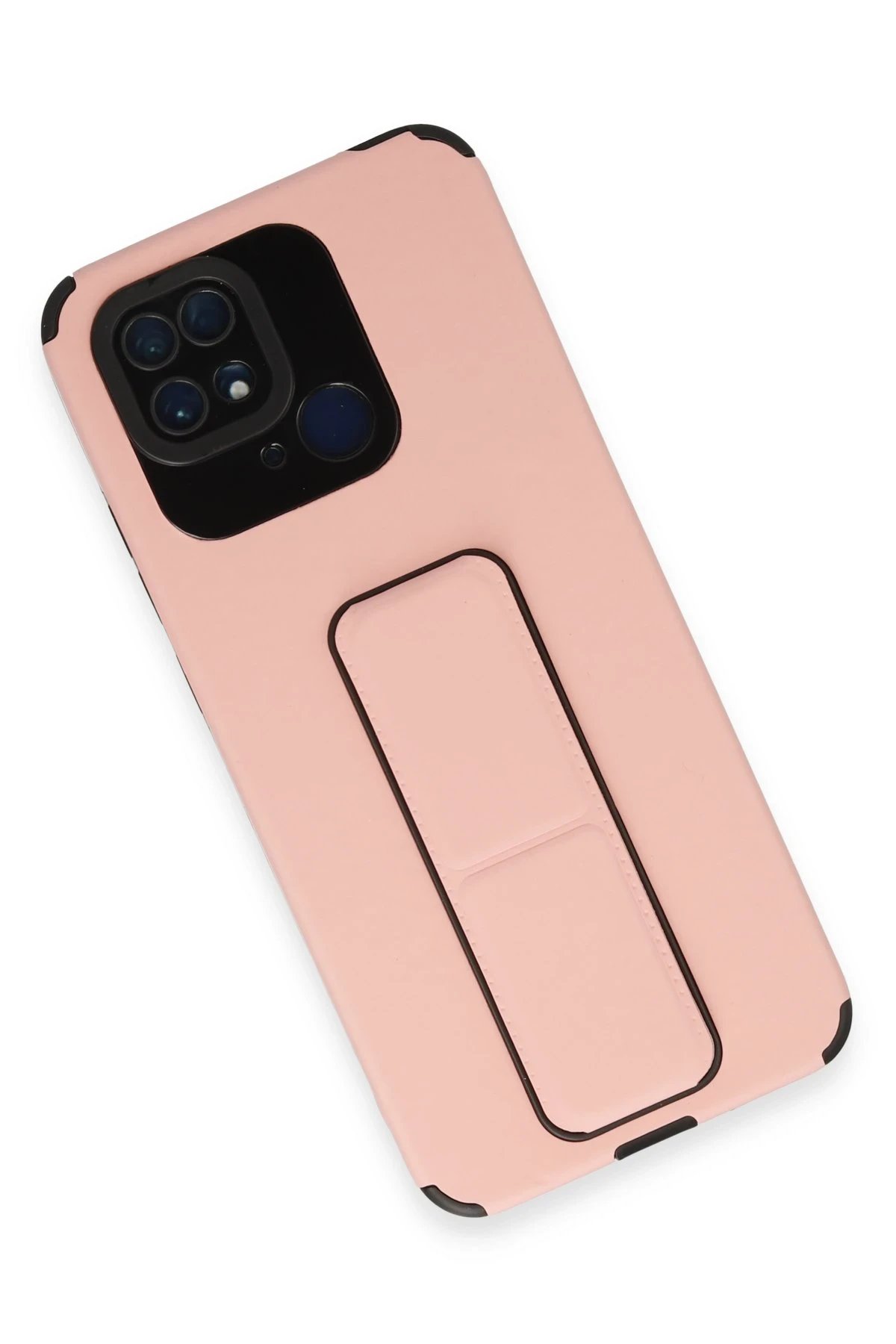 Newface Xiaomi Redmi 10C Kılıf Mega Standlı Silikon - Pudra